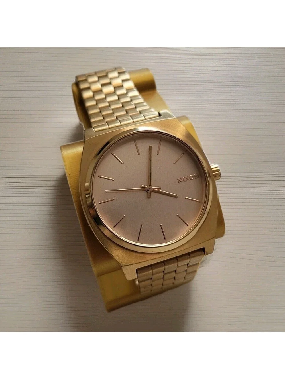 Nixon Minimal Time Teller Gold W Rose Gold, 37mm Mens Watch 100M EUC